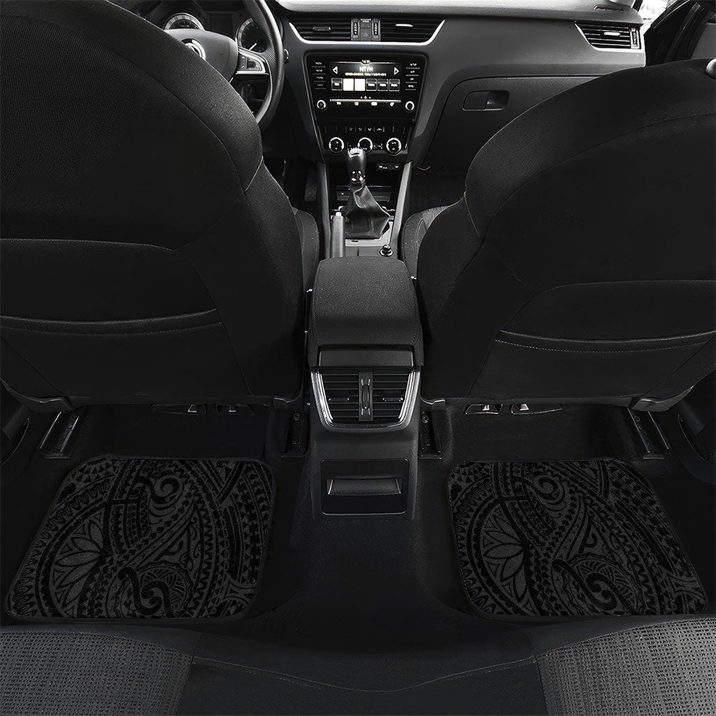 Cook Islands Manta Ray Car Mats Kuki Airani Tattoo Black Color LT14 Set 2pcs - Back Black - Polynesian Pride