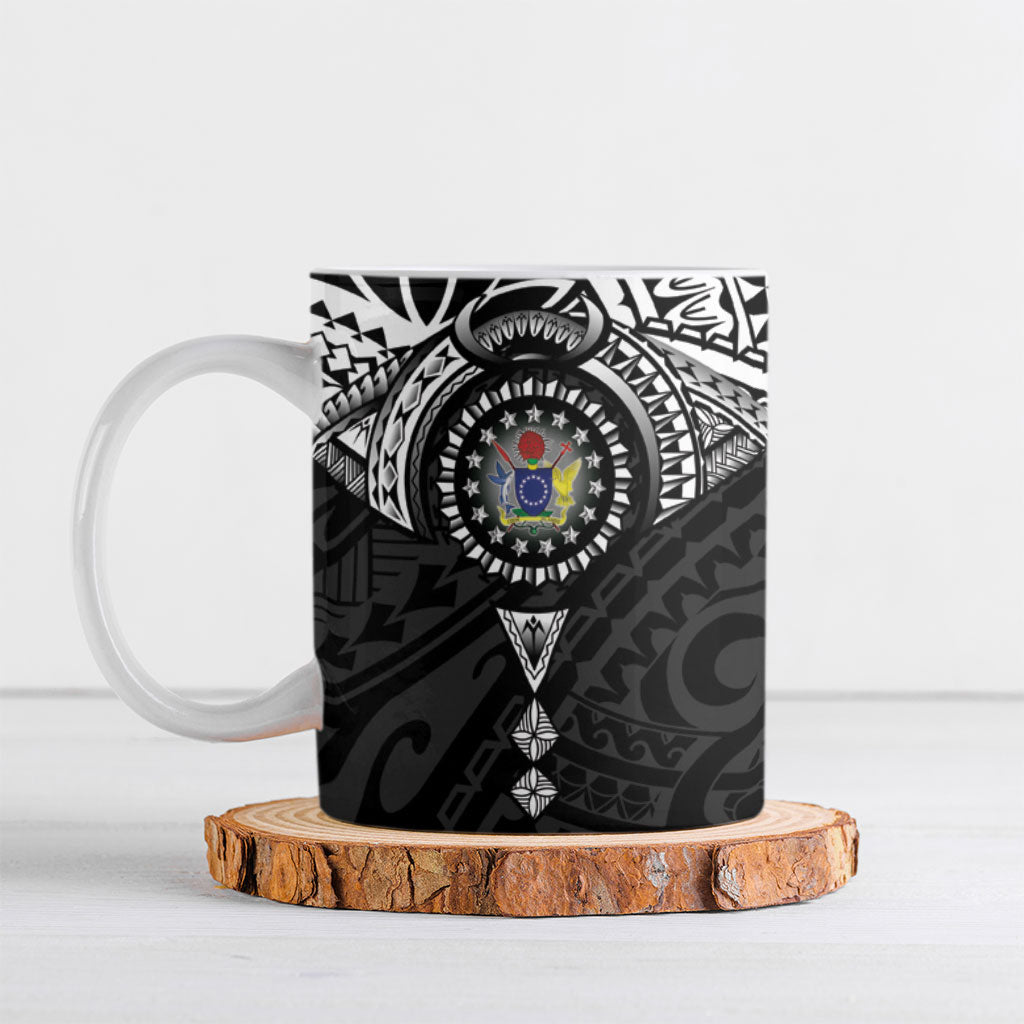 Cook Islands Manta Ray Ceramic Mug Kuki Airani Tattoo Black Color LT14 Black - Polynesian Pride