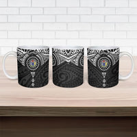 Cook Islands Manta Ray Ceramic Mug Kuki Airani Tattoo Black Color LT14 - Polynesian Pride