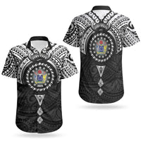 Cook Islands Manta Ray Couples Matching Puletasi and Hawaiian Shirt Kuki Airani Tattoo Black Color LT14 - Polynesian Pride