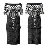 Cook Islands Manta Ray Couples Matching Puletasi and Hawaiian Shirt Kuki Airani Tattoo Black Color LT14 - Polynesian Pride