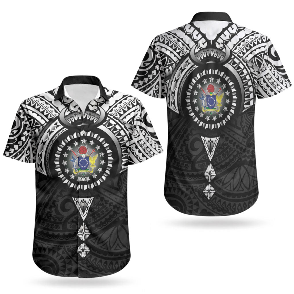 Cook Islands Manta Ray Couples Matching Summer Maxi Dress and Hawaiian Shirt Kuki Airani Tattoo Black Color LT14 - Polynesian Pride