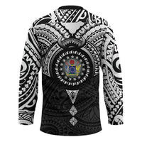 Cook Islands Manta Ray Hockey Jersey Kuki Airani Tattoo Black Color LT14 - Polynesian Pride