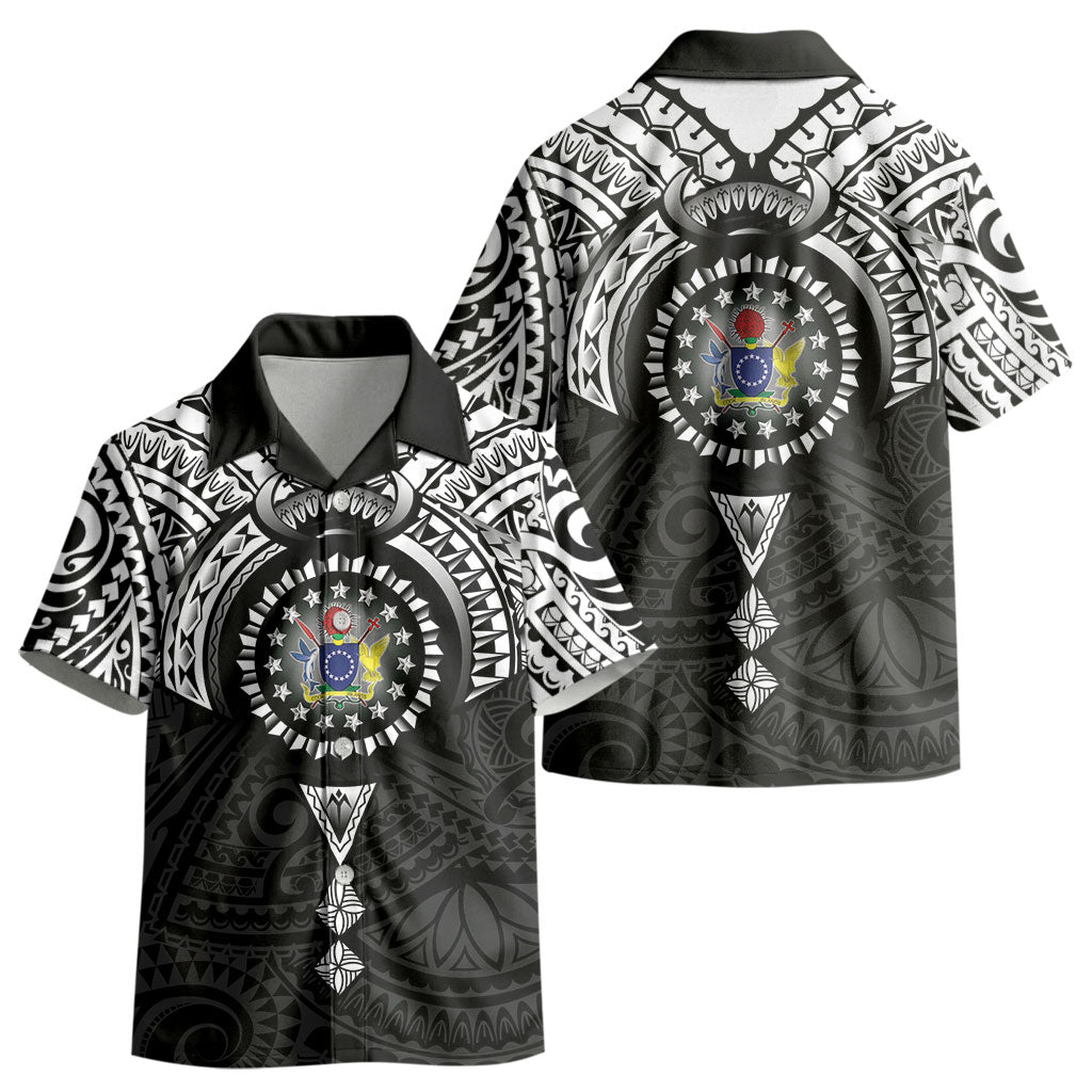 Cook Islands Manta Ray Kid Hawaiian Shirt Kuki Airani Tattoo Black Color LT14 - Polynesian Pride