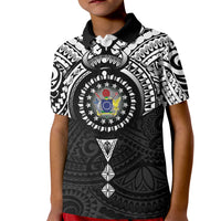 Cook Islands Manta Ray Kid Polo Shirt Kuki Airani Tattoo Black Color LT14 Kid Black - Polynesian Pride
