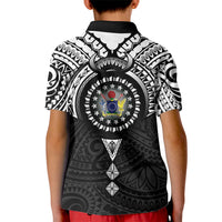 Cook Islands Manta Ray Kid Polo Shirt Kuki Airani Tattoo Black Color LT14 - Polynesian Pride