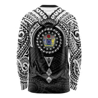 Cook Islands Manta Ray Long Sleeve Shirt Kuki Airani Tattoo Black Color LT14 - Polynesian Pride