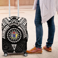 Cook Islands Manta Ray Luggage Cover Kuki Airani Tattoo Black Color LT14 Black - Polynesian Pride
