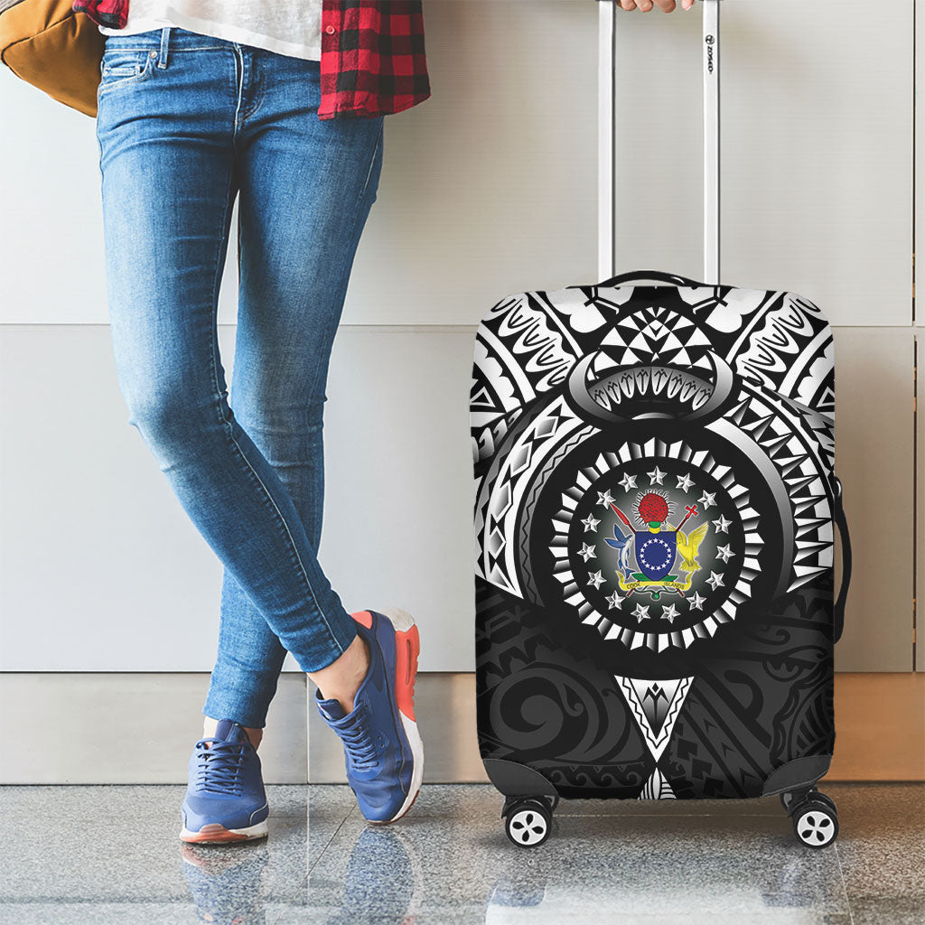 Cook Islands Manta Ray Luggage Cover Kuki Airani Tattoo Black Color LT14 - Polynesian Pride