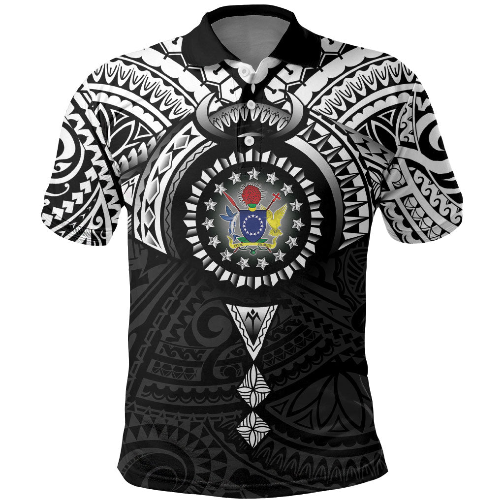 Cook Islands Manta Ray Polo Shirt Kuki Airani Tattoo Black Color