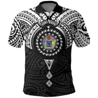 Cook Islands Manta Ray Polo Shirt Kuki Airani Tattoo Black Color LT14 Black - Polynesian Pride