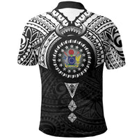 Cook Islands Manta Ray Polo Shirt Kuki Airani Tattoo Black Color LT14 - Polynesian Pride
