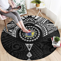 Cook Islands Manta Ray Round Carpet Kuki Airani Tattoo Black Color LT14 - Polynesian Pride