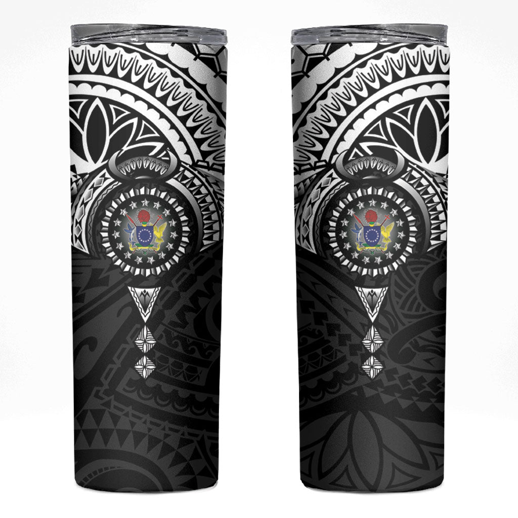 Cook Islands Manta Ray Skinny Tumbler Kuki Airani Tattoo Black Color LT14 Black - Polynesian Pride