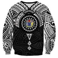 Cook Islands Manta Ray Sweatshirt Kuki Airani Tattoo Black Color LT14 - Polynesian Pride
