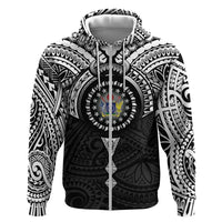Cook Islands Manta Ray Zip Hoodie Kuki Airani Tattoo Black Color LT14 Zip Hoodie Black - Polynesian Pride
