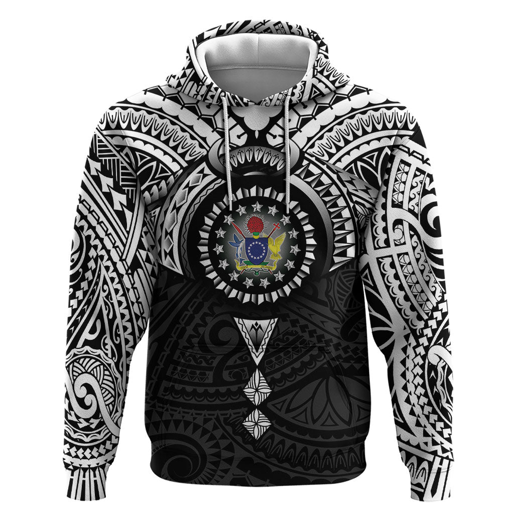 Cook Islands Manta Ray Zip Hoodie Kuki Airani Tattoo Black Color LT14 Pullover Hoodie Black - Polynesian Pride
