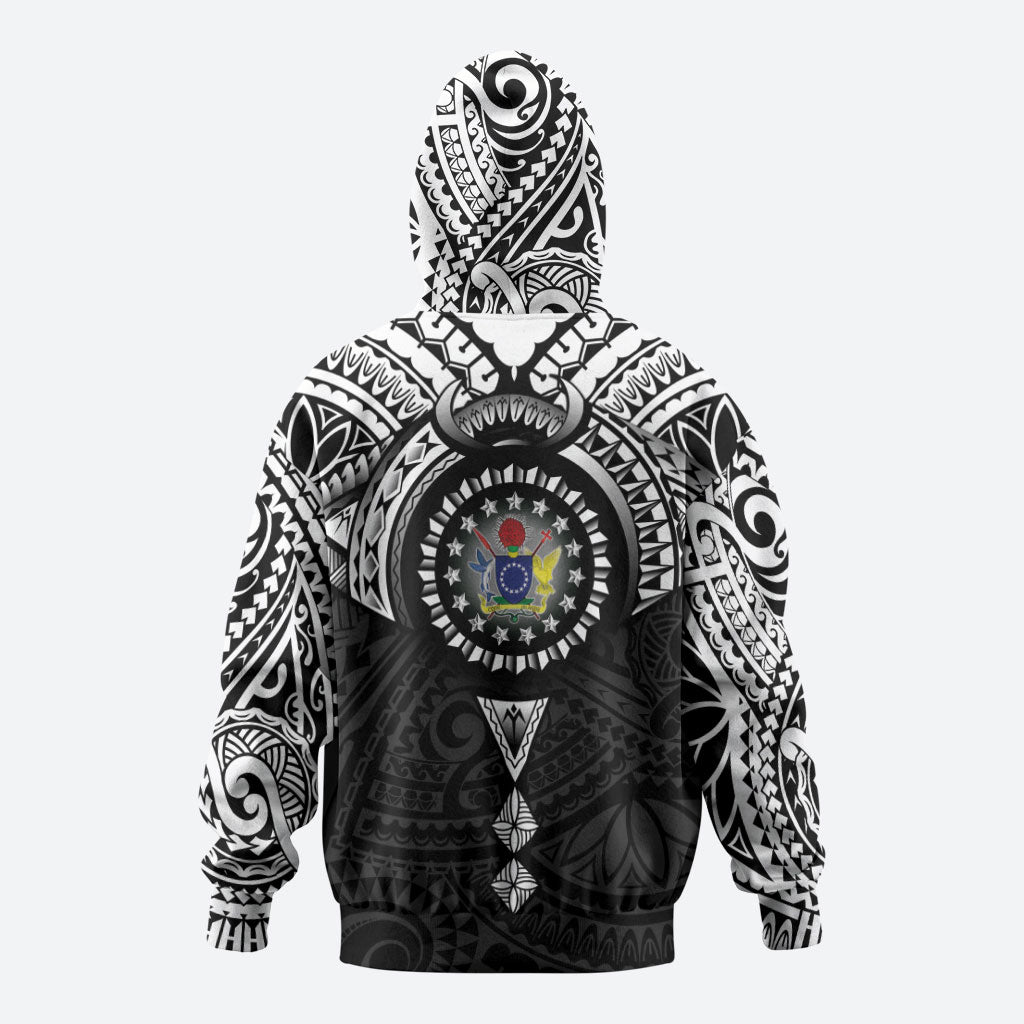 Cook Islands Manta Ray Zip Hoodie Kuki Airani Tattoo Black Color LT14 - Polynesian Pride