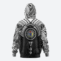 Cook Islands Manta Ray Zip Hoodie Kuki Airani Tattoo Black Color LT14 - Polynesian Pride