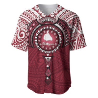 Personalised Cook Islands Mangaia Baseball Jersey Map With Kuki Airani Manta Ray Tattoo LT14 Maroon - Polynesian Pride