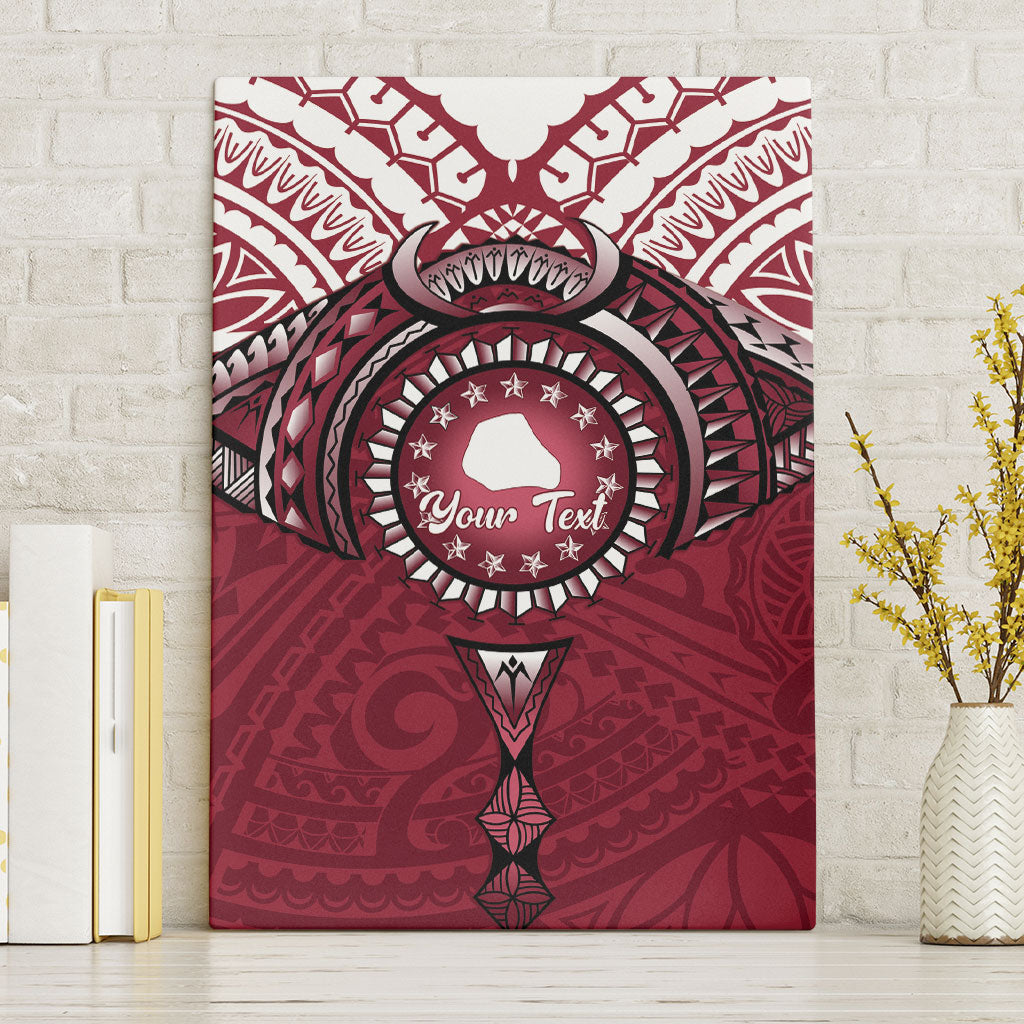 Personalised Cook Islands Mangaia Canvas Wall Art Map With Kuki Airani Manta Ray Tattoo