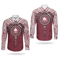 Personalised Cook Islands Mangaia Couples Matching Summer Maxi Dress and Long Sleeve Button Shirt Map With Kuki Airani Manta Ray Tattoo LT14 - Polynesian Pride
