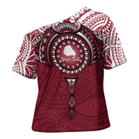 Personalised Cook Islands Mangaia Cross Shoulder Shirt Map With Kuki Airani Manta Ray Tattoo LT14 - Polynesian Pride