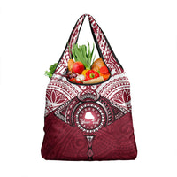 Personalised Cook Islands Mangaia Grocery Bag Map With Kuki Airani Manta Ray Tattoo LT14 1-pack One Size Maroon - Polynesian Pride