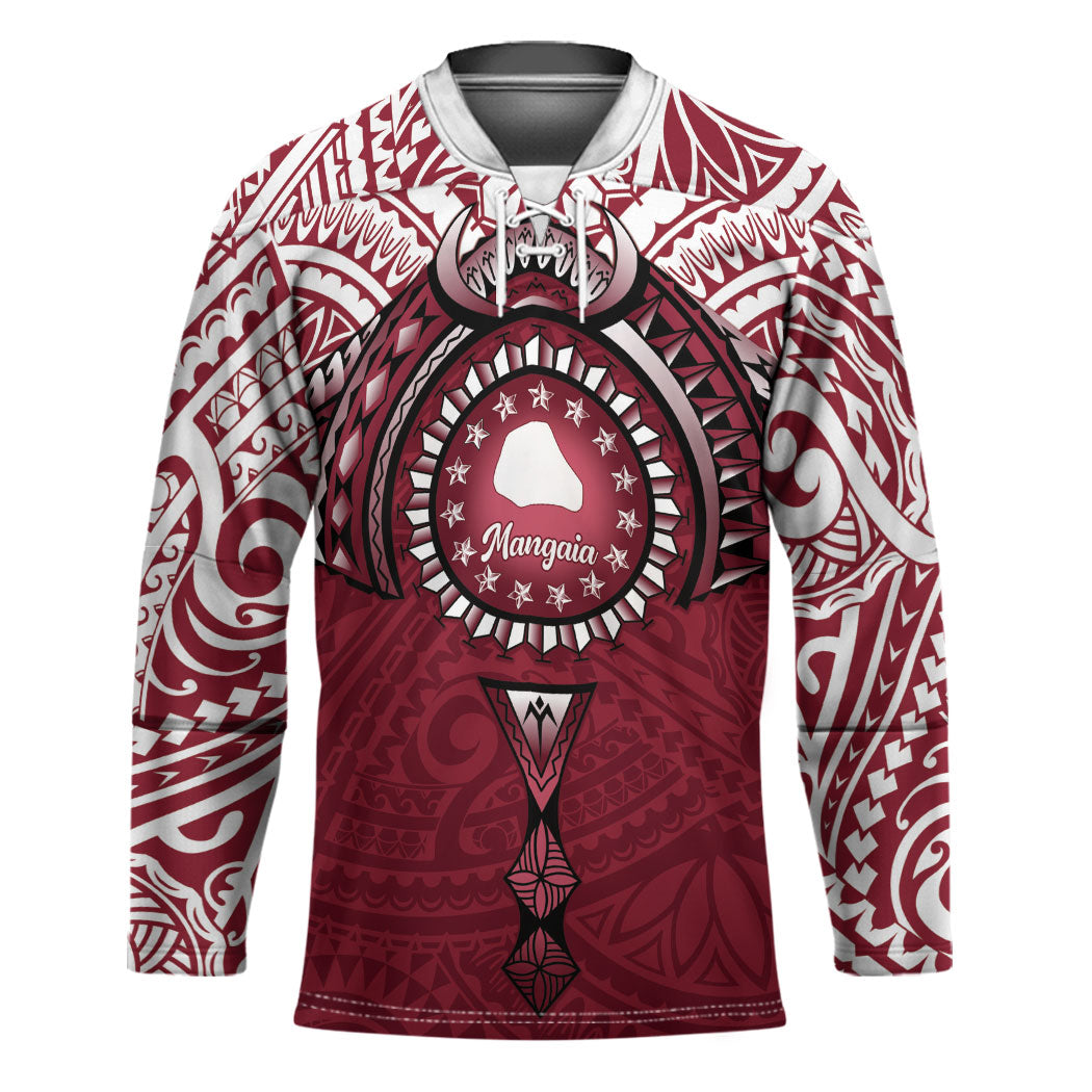 Personalised Cook Islands Mangaia Hockey Jersey Map With Kuki Airani Manta Ray Tattoo