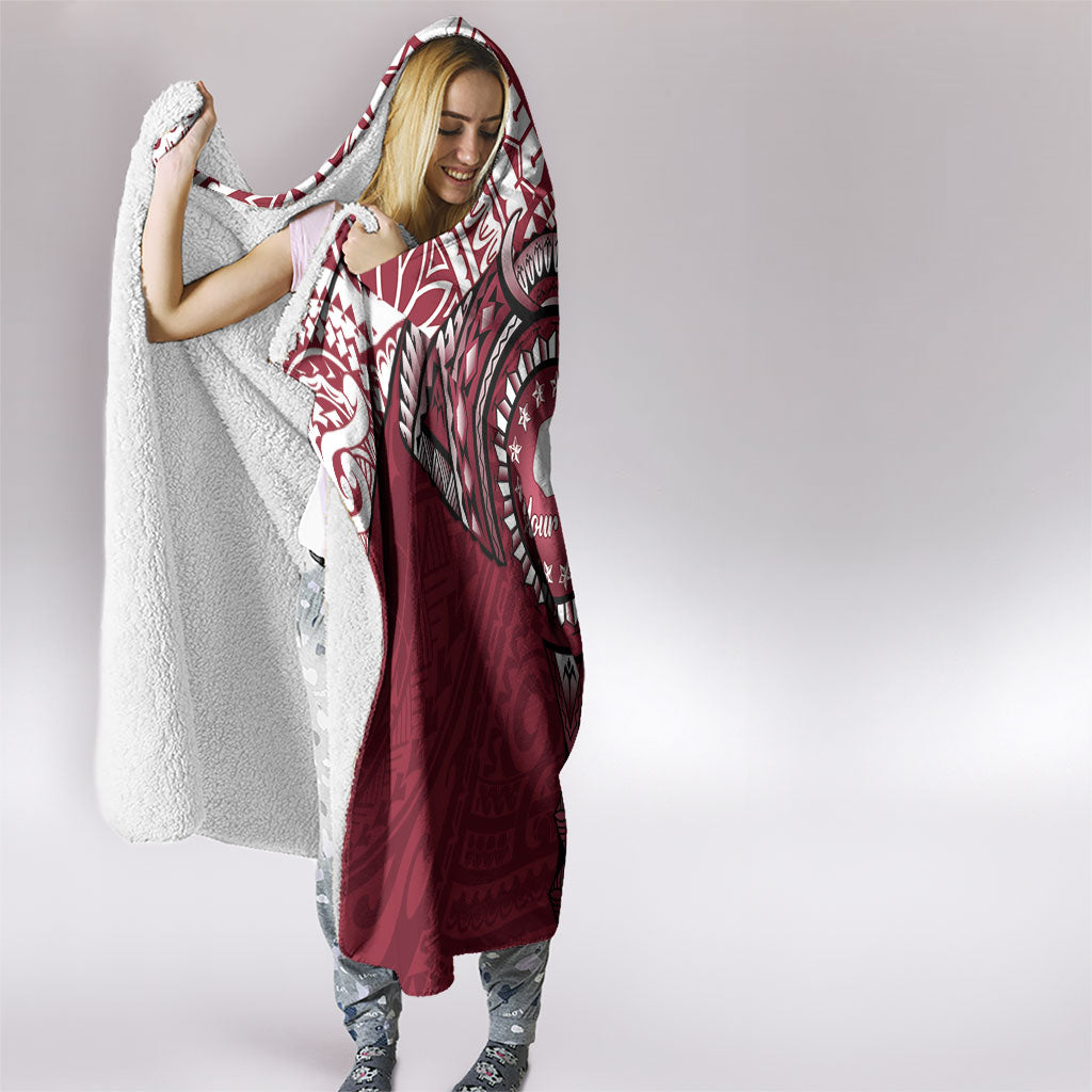 Personalised Cook Islands Mangaia Hooded Blanket Map With Kuki Airani Manta Ray Tattoo LT14 - Polynesian Pride