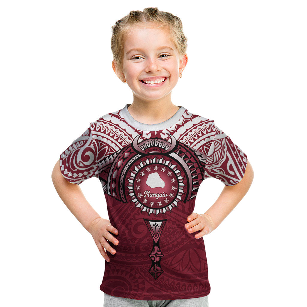 Personalised Cook Islands Mangaia Kid T Shirt Map With Kuki Airani Manta Ray Tattoo