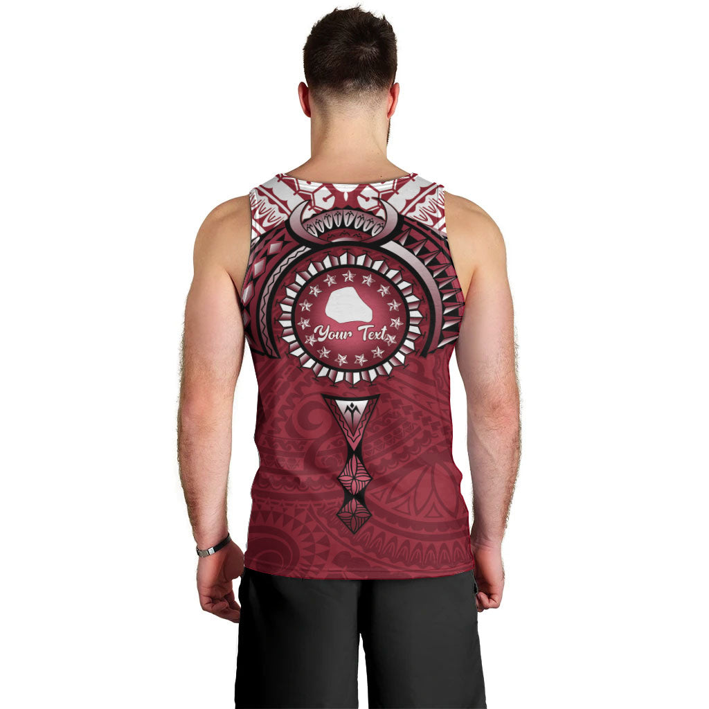 Personalised Cook Islands Mangaia Men Tank Top Map With Kuki Airani Manta Ray Tattoo LT14 - Polynesian Pride