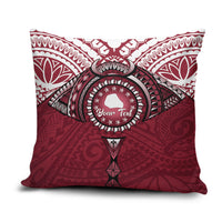 Personalised Cook Islands Mangaia Pillow Cover Map With Kuki Airani Manta Ray Tattoo LT14 Maroon - Polynesian Pride