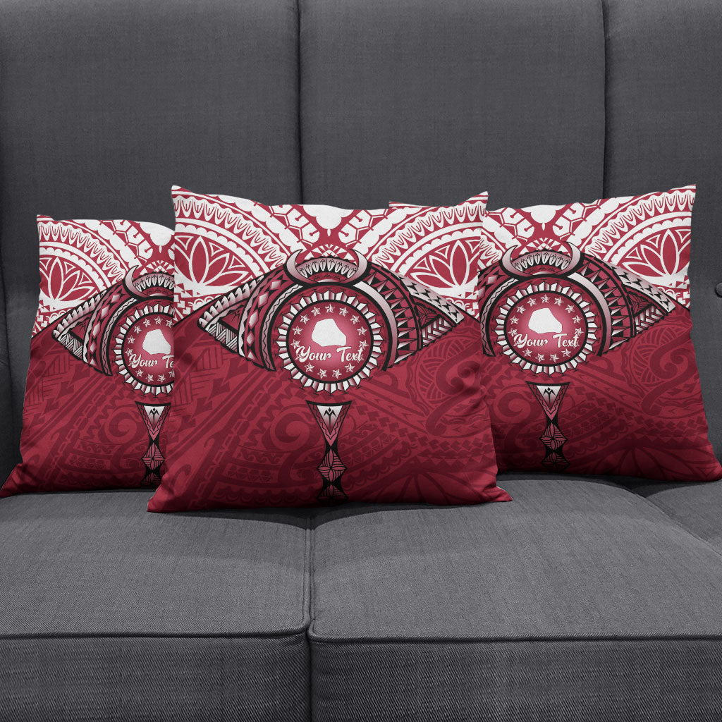 Personalised Cook Islands Mangaia Pillow Cover Map With Kuki Airani Manta Ray Tattoo LT14 - Polynesian Pride