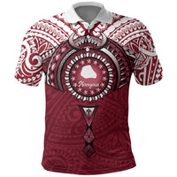 Personalised Cook Islands Mangaia Polo Shirt Map With Kuki Airani Manta Ray Tattoo LT14 Maroon - Polynesian Pride