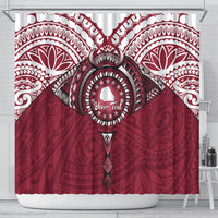 Personalised Cook Islands Mangaia Shower Curtain Map With Kuki Airani Manta Ray Tattoo LT14 - Polynesian Pride