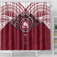 Personalised Cook Islands Mangaia Shower Curtain Map With Kuki Airani Manta Ray Tattoo LT14 - Polynesian Pride