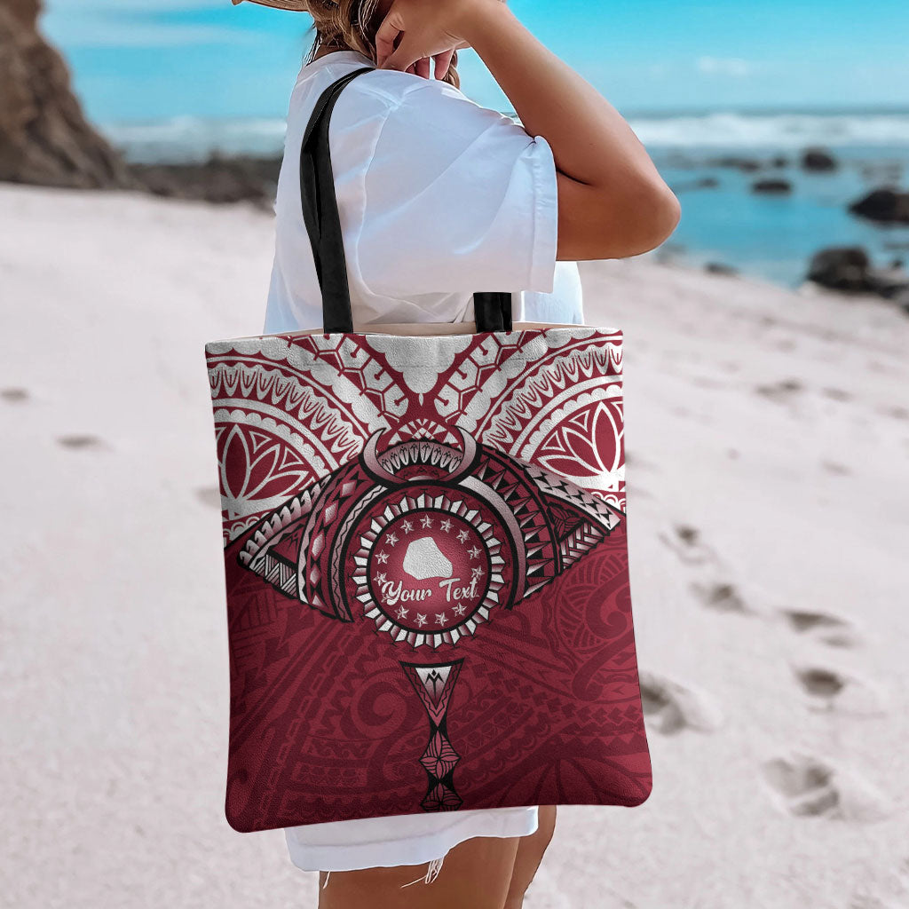 Personalised Cook Islands Mangaia Tote Bag Map With Kuki Airani Manta Ray Tattoo LT14 - Polynesian Pride