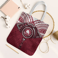 Personalised Cook Islands Mangaia Tote Bag Map With Kuki Airani Manta Ray Tattoo LT14 White Strap One Size Maroon - Polynesian Pride