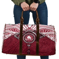 Personalised Cook Islands Mangaia Travel Bag Map With Kuki Airani Manta Ray Tattoo LT14 Maroon - Polynesian Pride