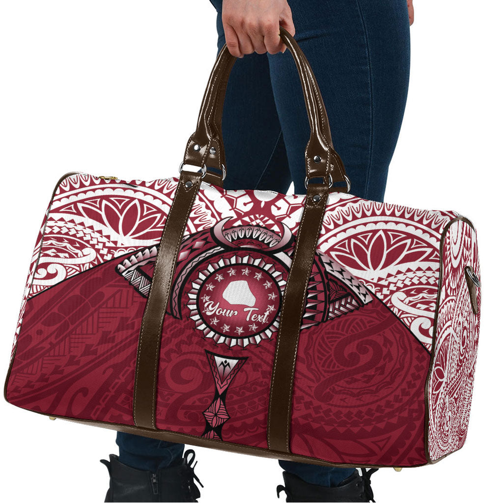 Personalised Cook Islands Mangaia Travel Bag Map With Kuki Airani Manta Ray Tattoo LT14 - Polynesian Pride
