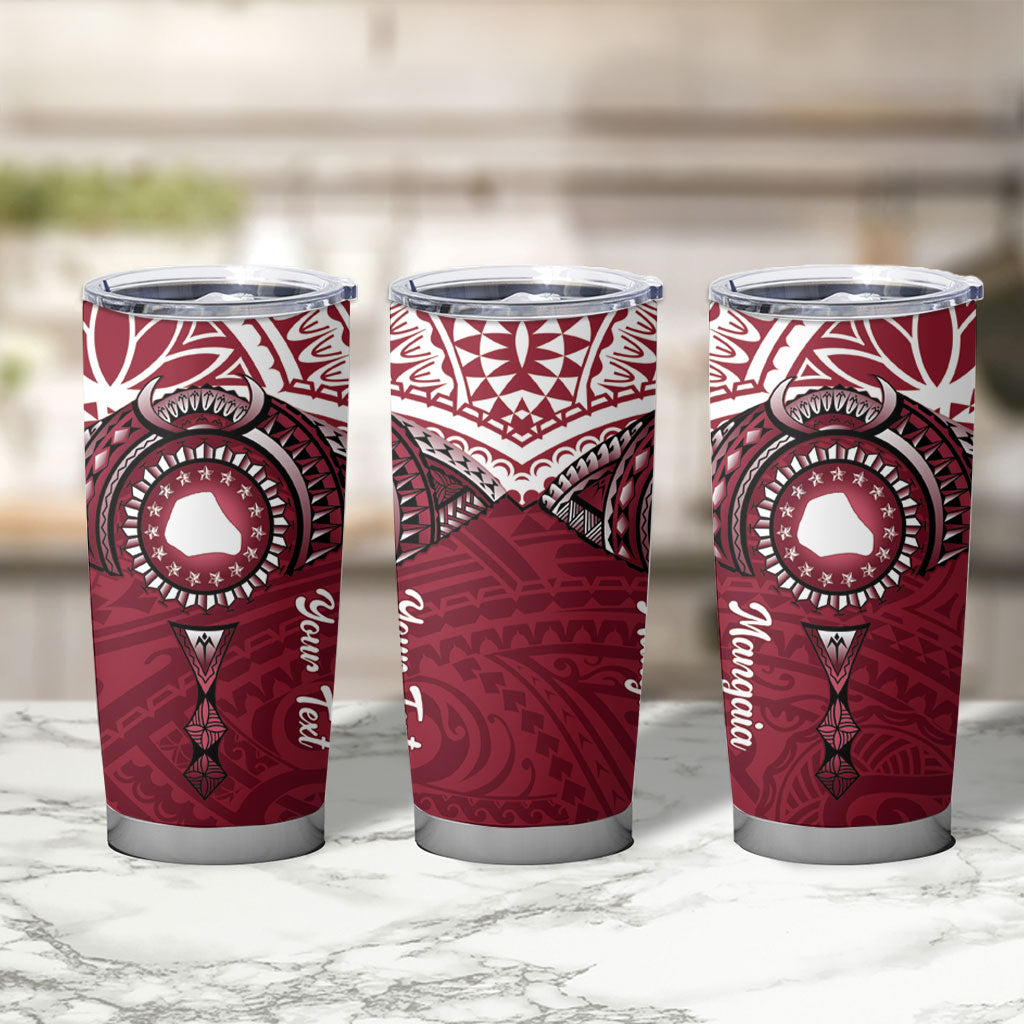 Personalised Cook Islands Mangaia Tumbler Cup Map With Kuki Airani Manta Ray Tattoo LT14 - Polynesian Pride