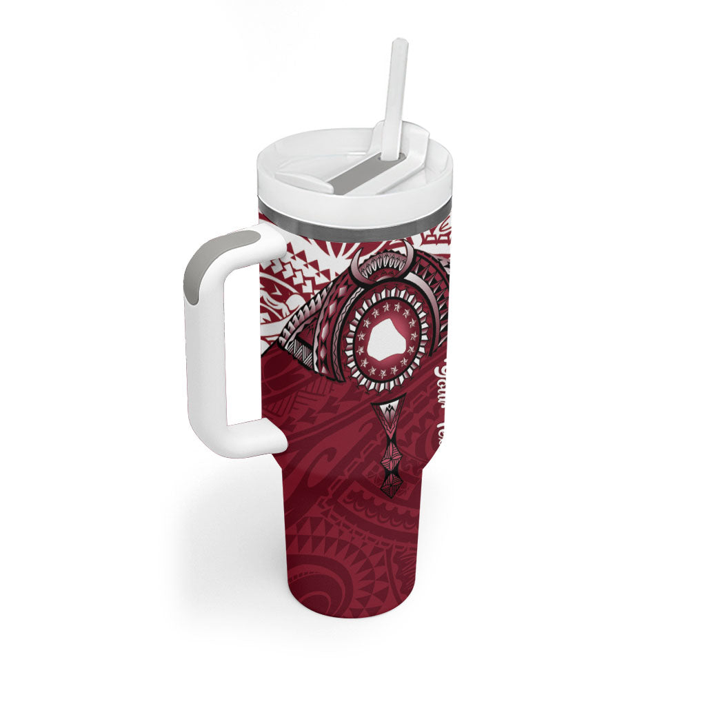 Personalised Cook Islands Mangaia Tumbler With Handle Map With Kuki Airani Manta Ray Tattoo LT14 - Polynesian Pride