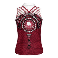 Personalised Cook Islands Mangaia Women Sleeveless Polo Shirt Map With Kuki Airani Manta Ray Tattoo LT14 - Polynesian Pride