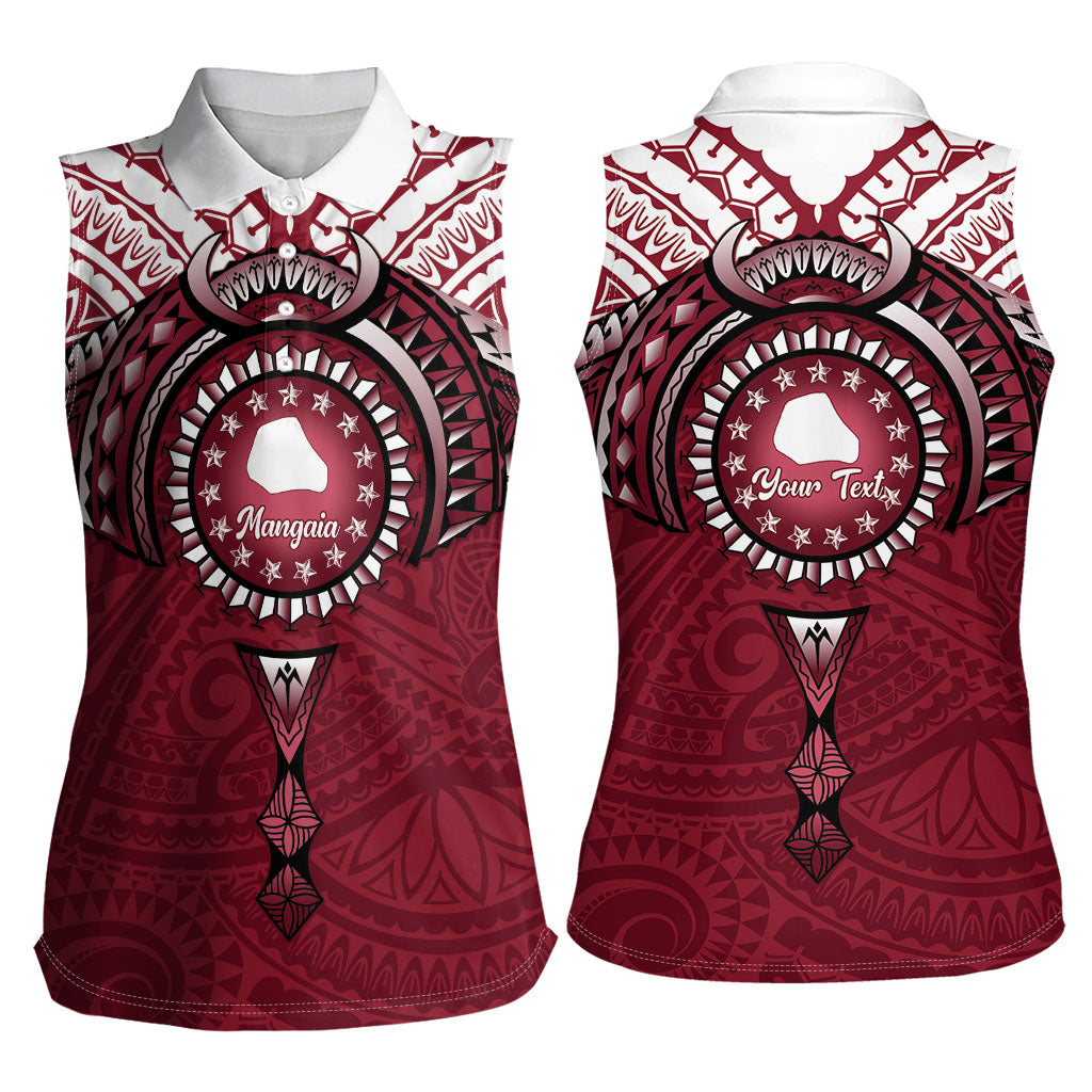 Personalised Cook Islands Mangaia Women Sleeveless Polo Shirt Map With Kuki Airani Manta Ray Tattoo LT14 - Polynesian Pride