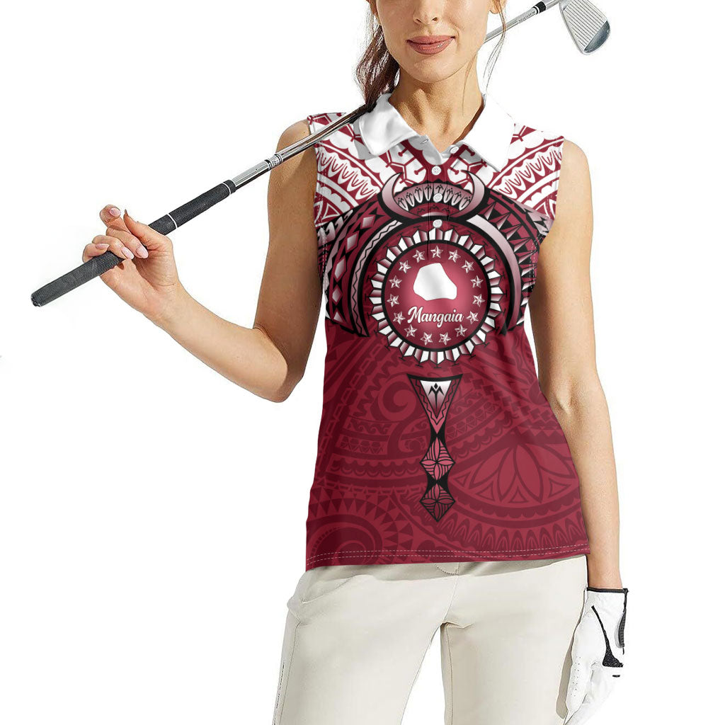 Personalised Cook Islands Mangaia Women Sleeveless Polo Shirt Map With Kuki Airani Manta Ray Tattoo LT14 - Polynesian Pride