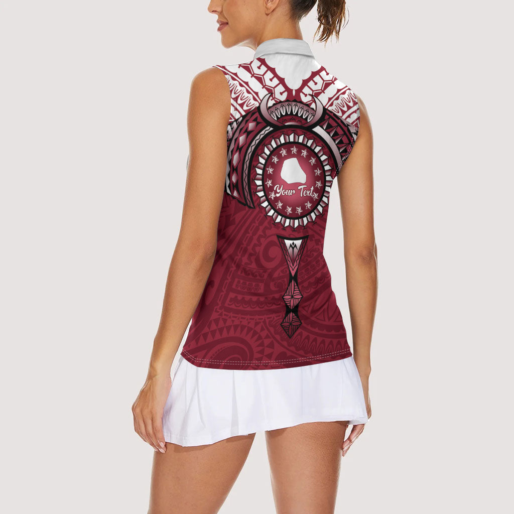 Personalised Cook Islands Mangaia Women Sleeveless Polo Shirt Map With Kuki Airani Manta Ray Tattoo LT14 - Polynesian Pride