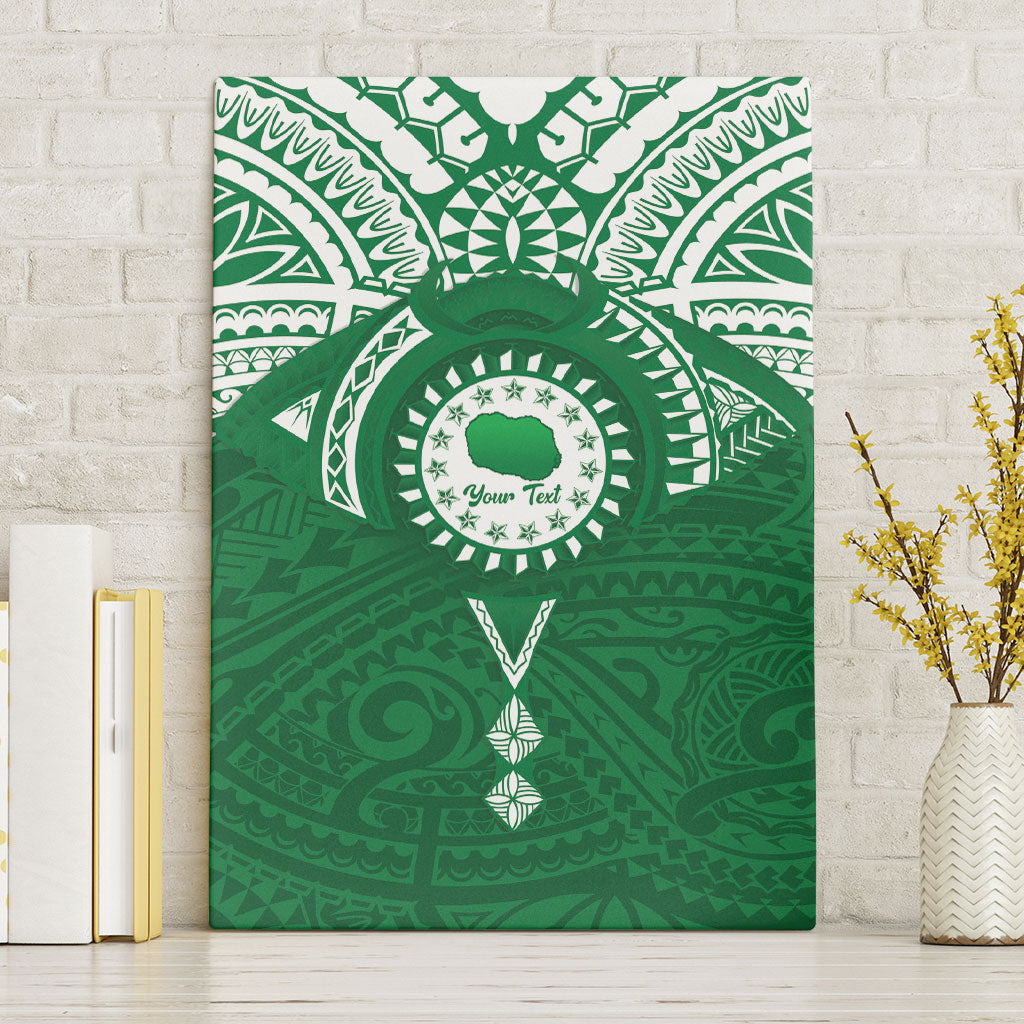 Personalised Cook Islands Rarotonga Canvas Wall Art Map With Kuki Airani Manta Ray Tattoo