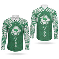 Personalised Cook Islands Rarotonga Couples Matching Long Sleeve Bodycon Dress and Long Sleeve Button Shirt Map With Kuki Airani Manta Ray Tattoo LT14 - Polynesian Pride