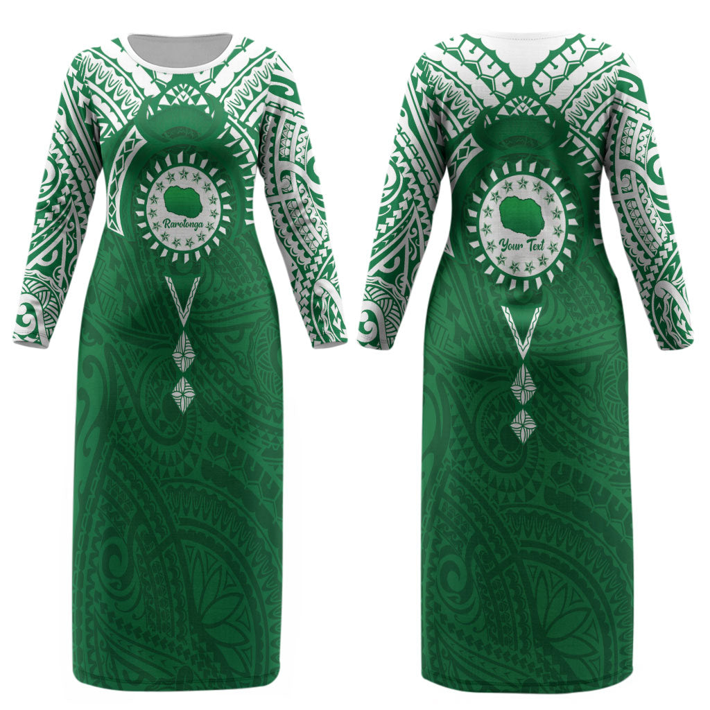 Personalised Cook Islands Rarotonga Couples Matching Long Sleeve Bodycon Dress and Long Sleeve Button Shirt Map With Kuki Airani Manta Ray Tattoo LT14 - Polynesian Pride